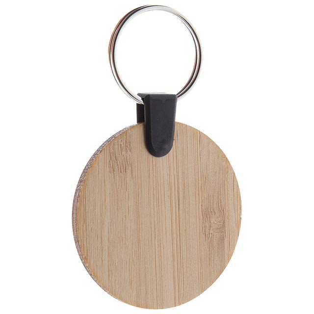 Bambry round bamboo key ring - wood
