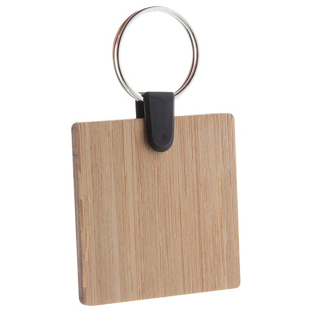 Bambry square bamboo key ring - wood