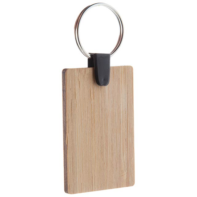 Bambry rectangular bamboo key ring - wood