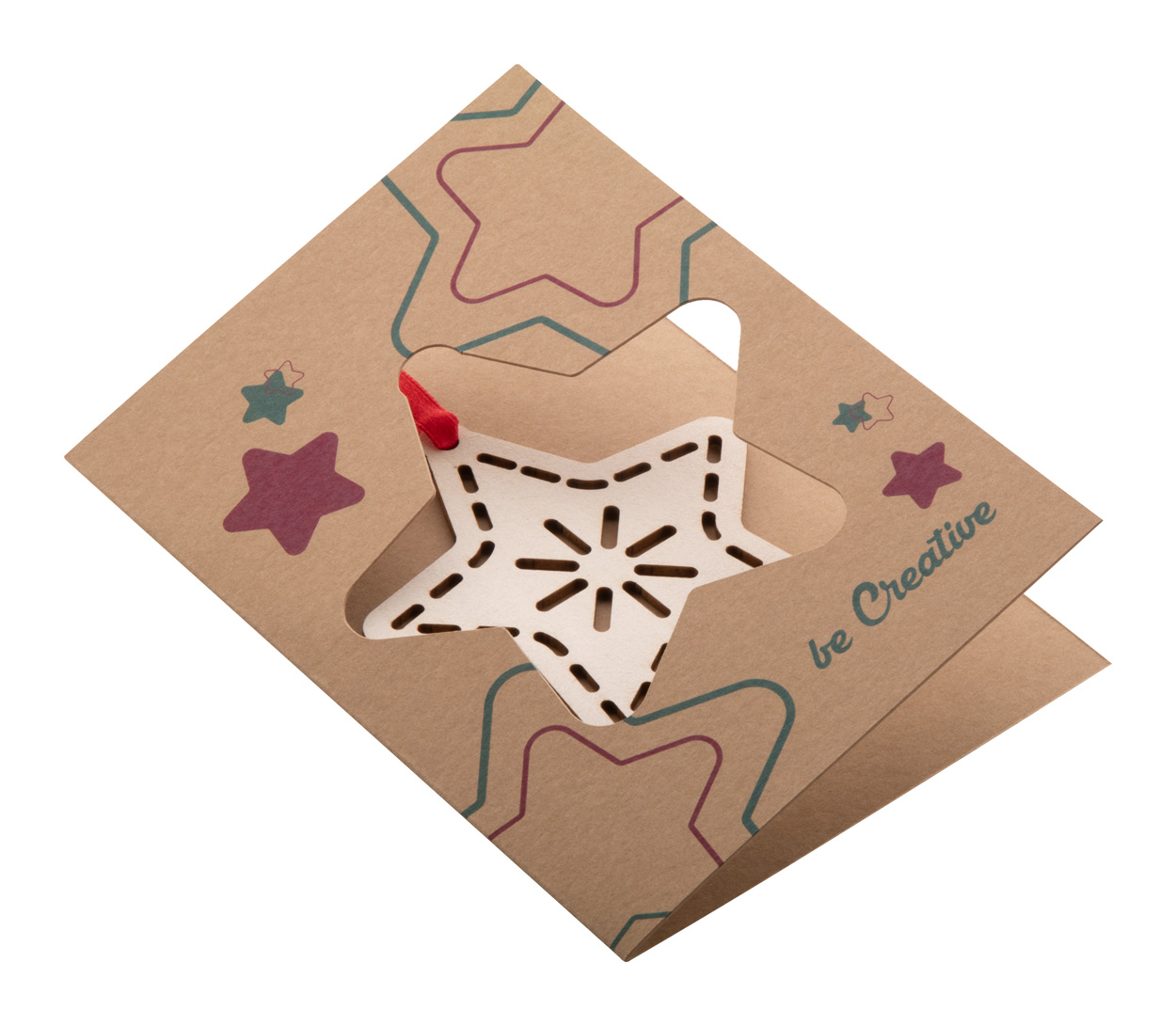TreeCard Eco Christmas card, star - beige