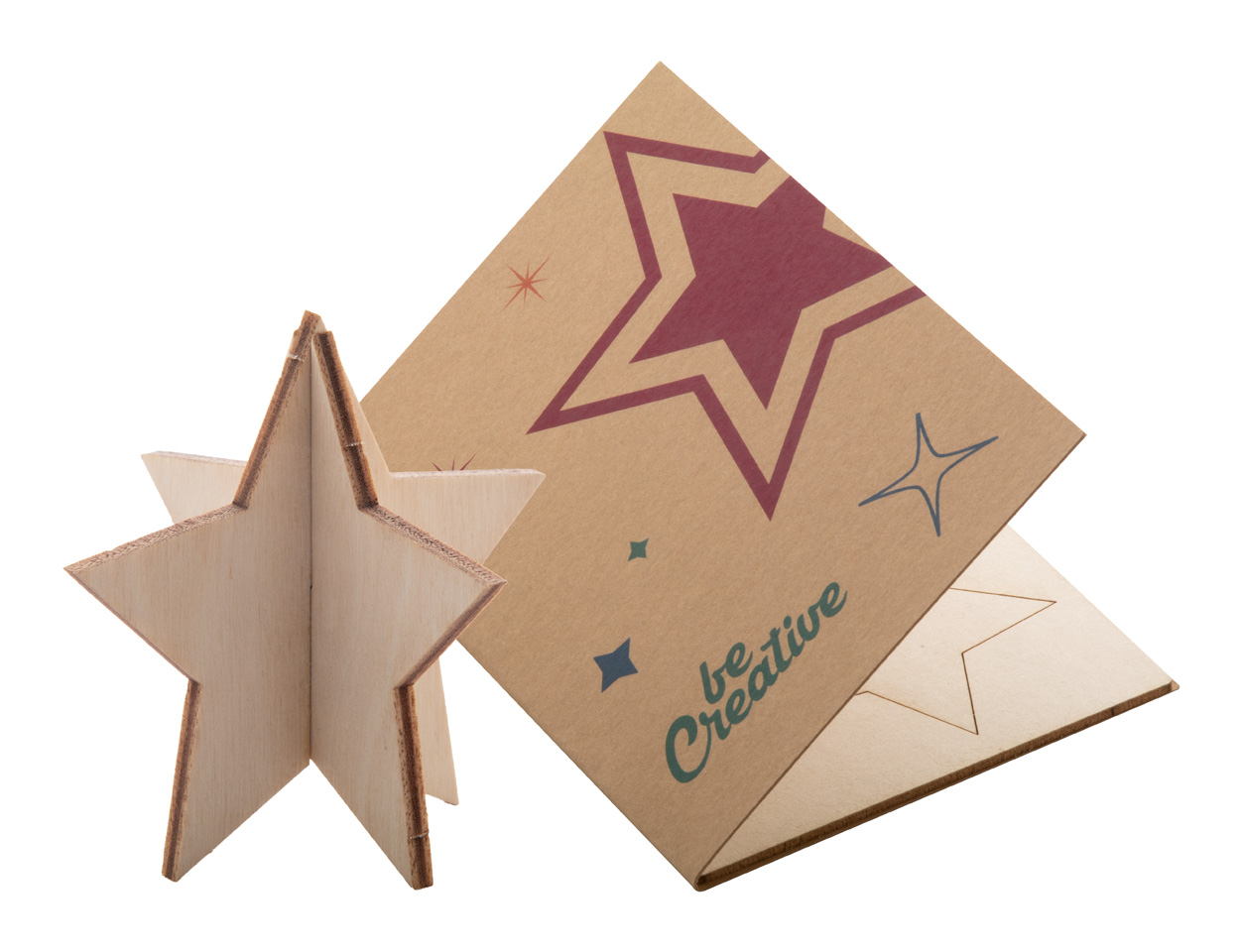 Creax Eco Christmas card, star - beige