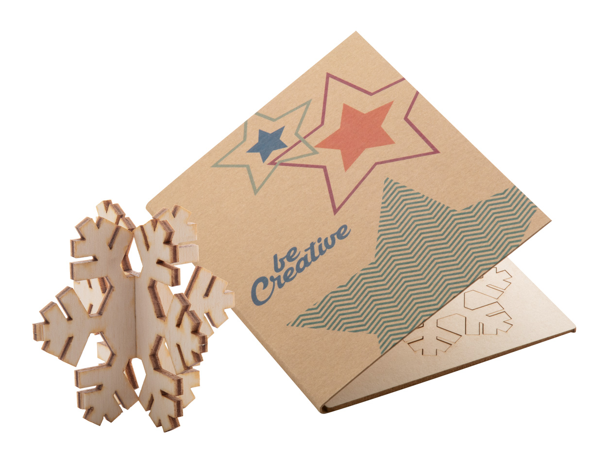 Creax Eco Christmas card, snowflake - beige