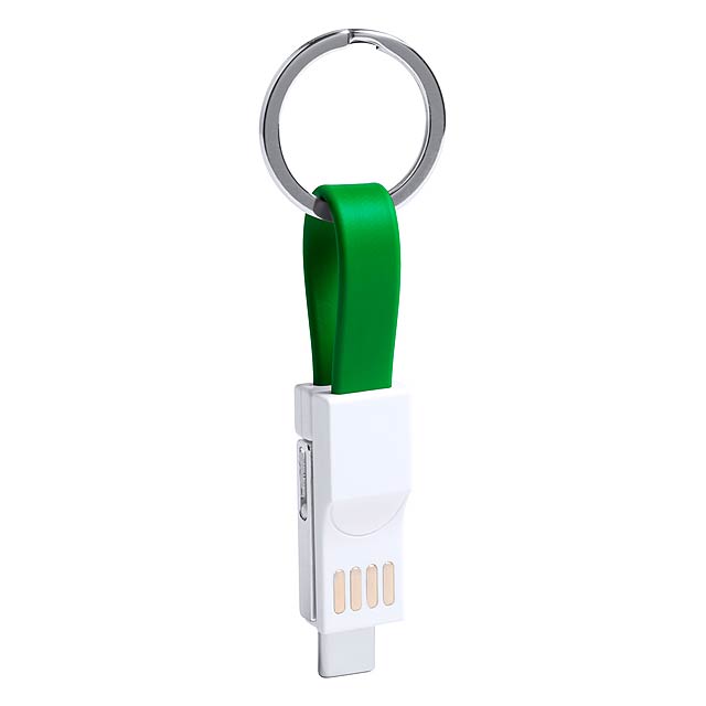 Hedul keychain with USB charging cable - green