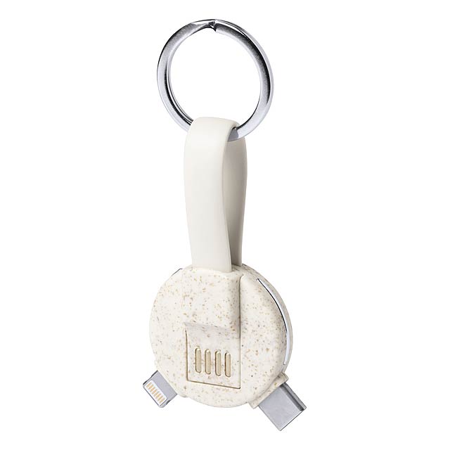 Niara USB charging cable with keychain - beige