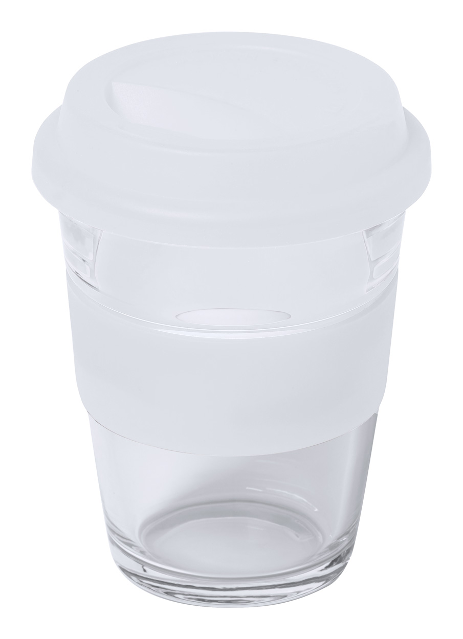 Durnox glass travel mug - white