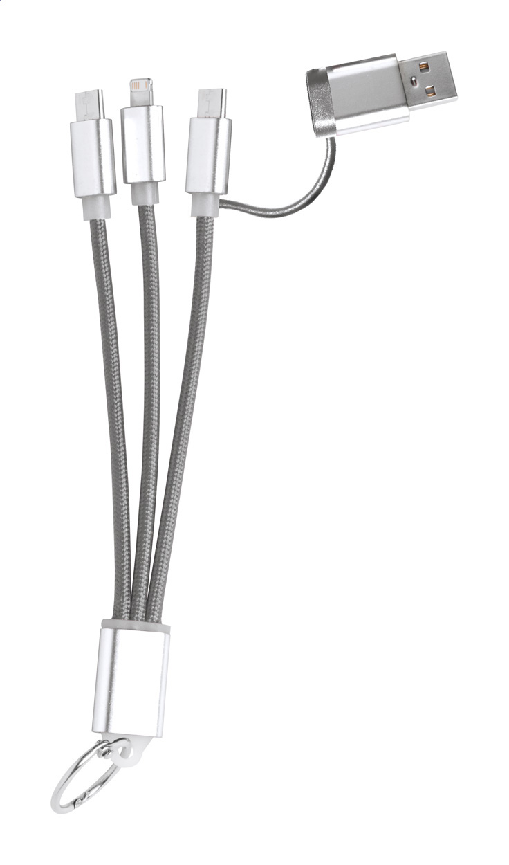 Rashort USB nabíjecí kabel s přívěškem na klíče - šedá