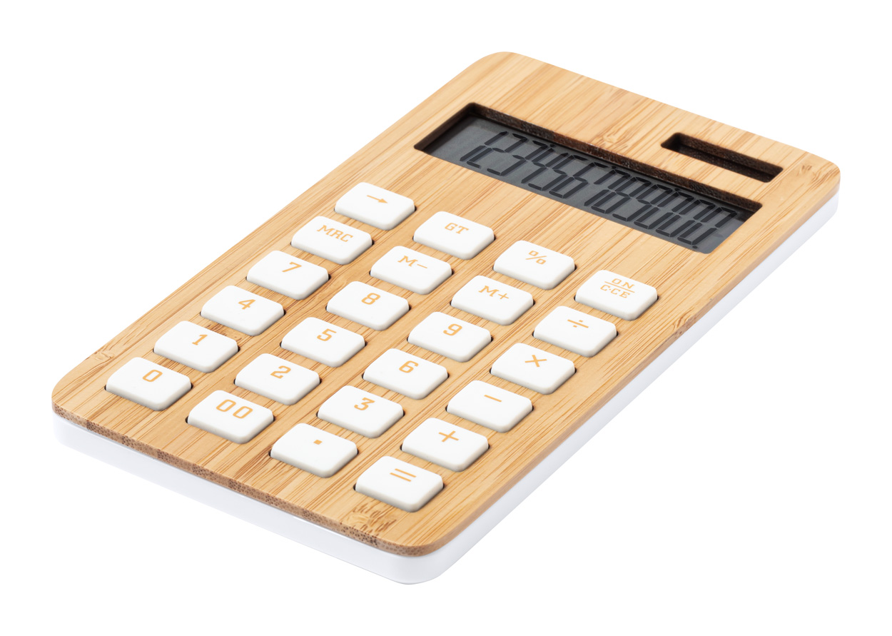 Greta kalkulačka z bambusu - béžová