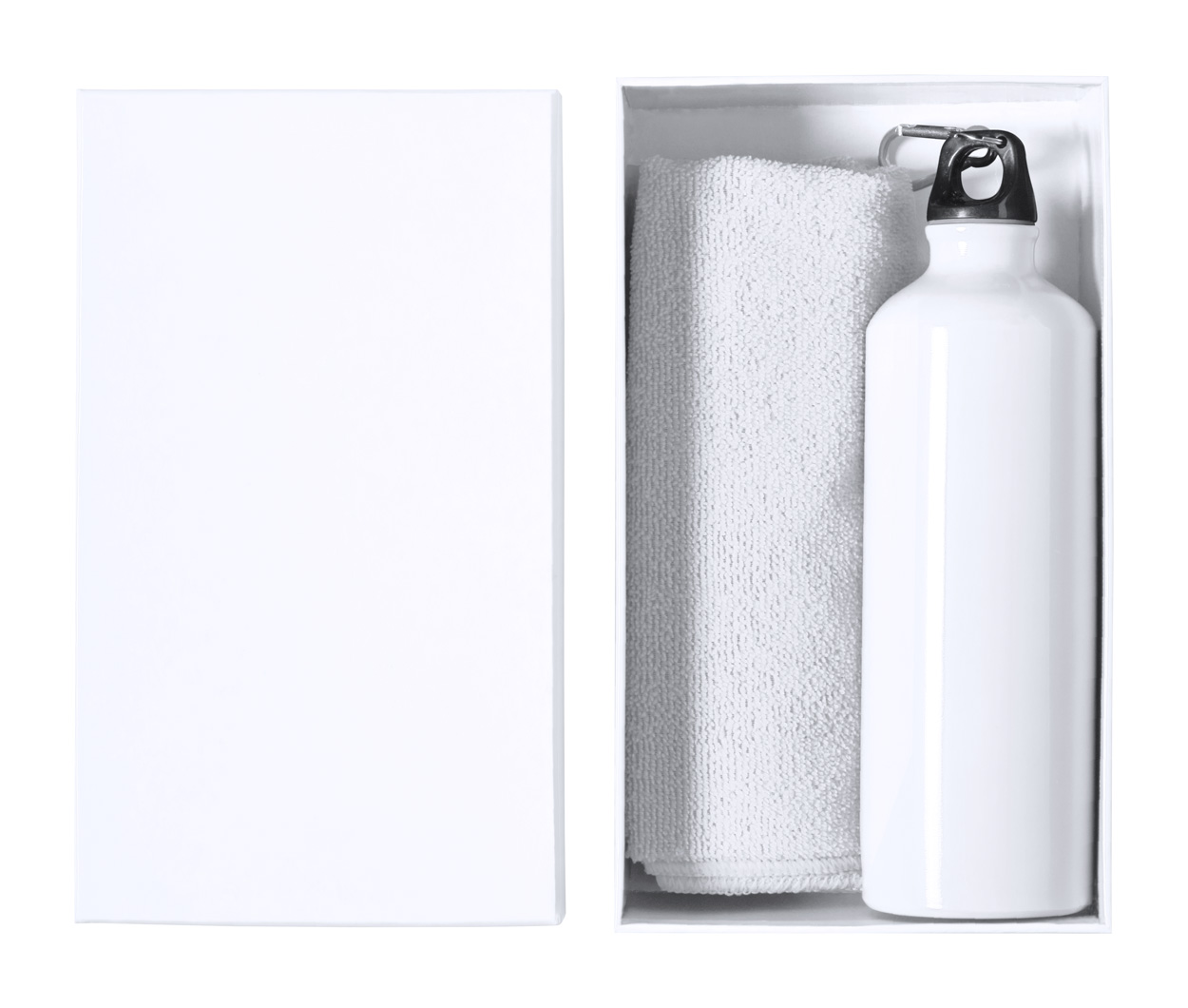 Cloister sports bottle and towel set - white