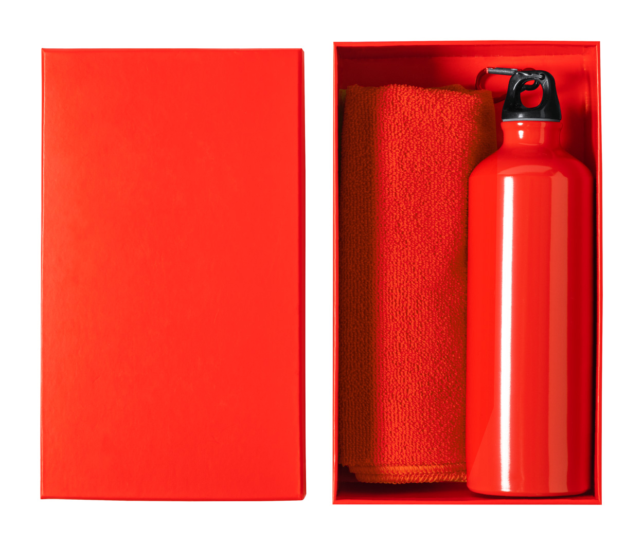 Cloister sports bottle and towel set - red