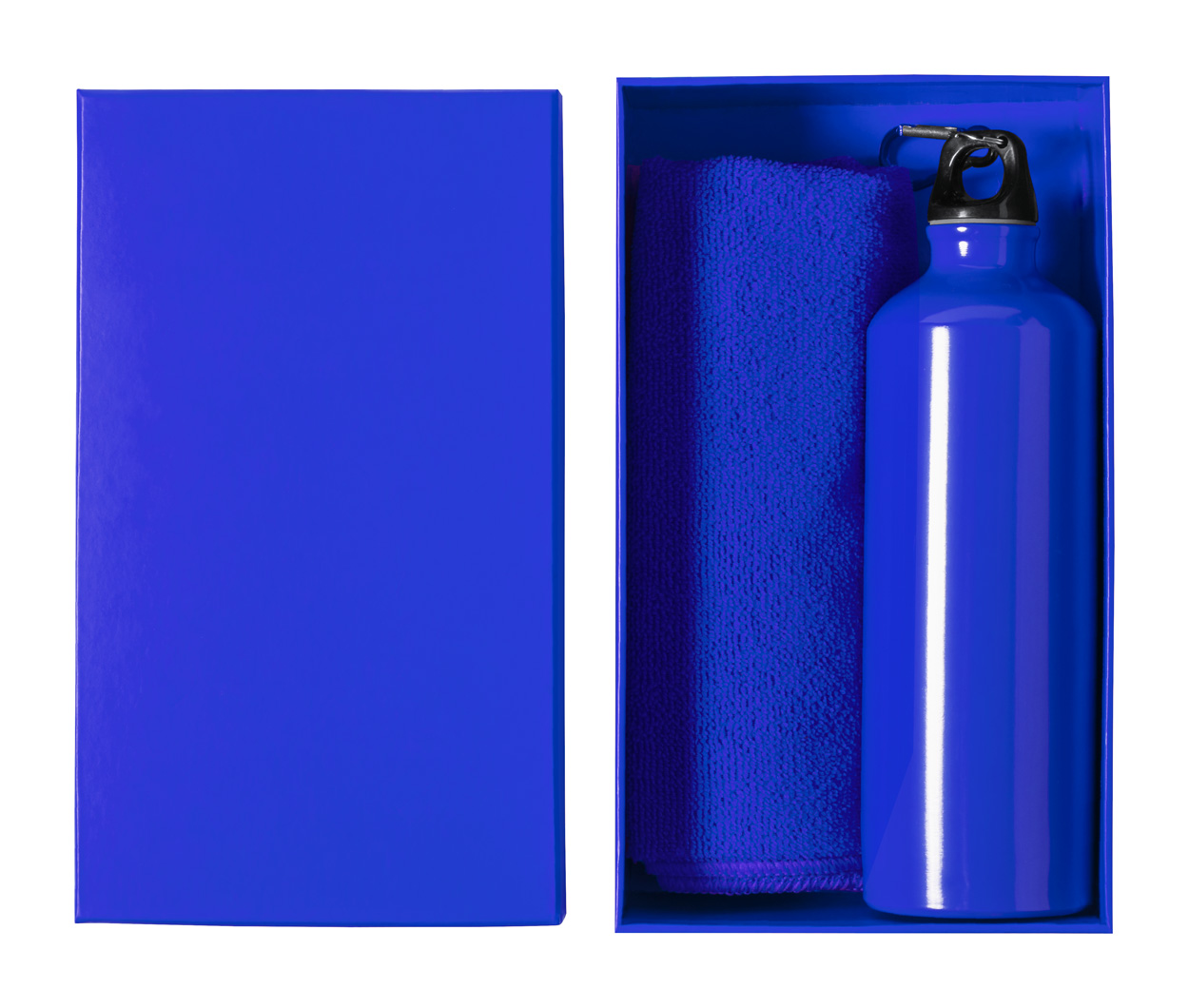 Cloister sports bottle and towel set - blau