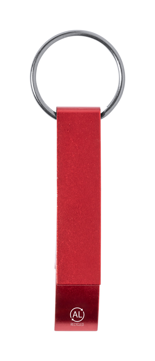 A mix of key fobs and an opener - red