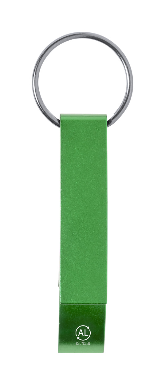 A mix of key fobs and an opener - green