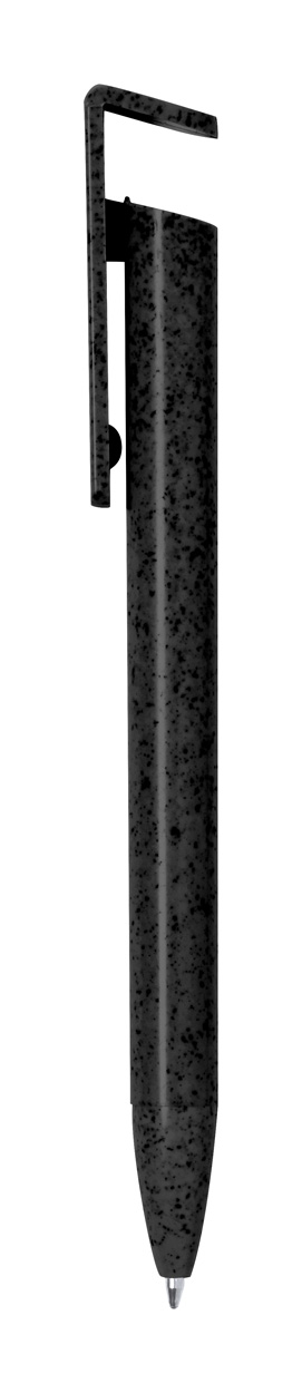Polus ballpoint pen with mobile phone stand - black