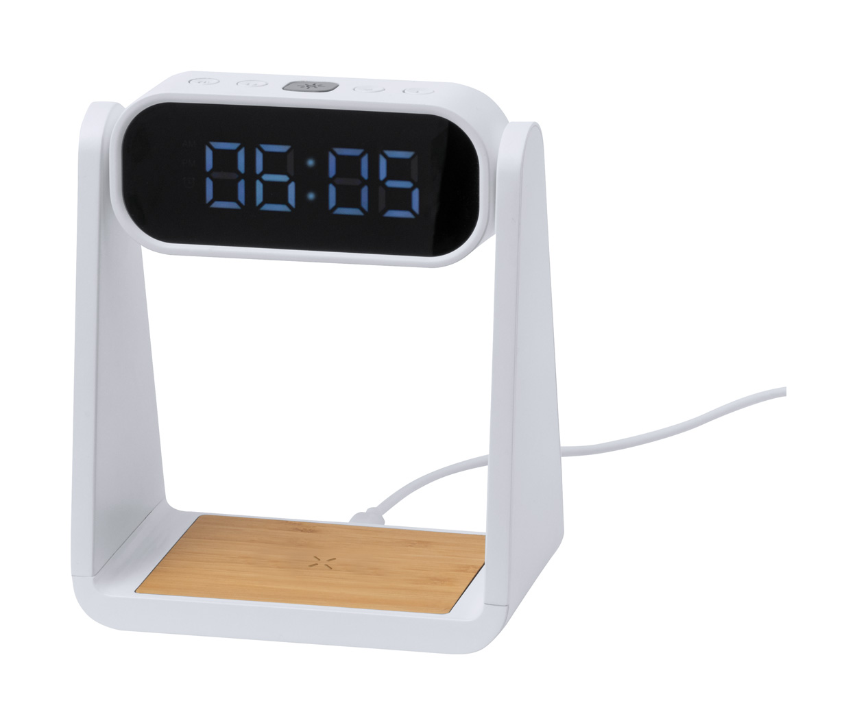 Darret alarm clock with wireless charger - white