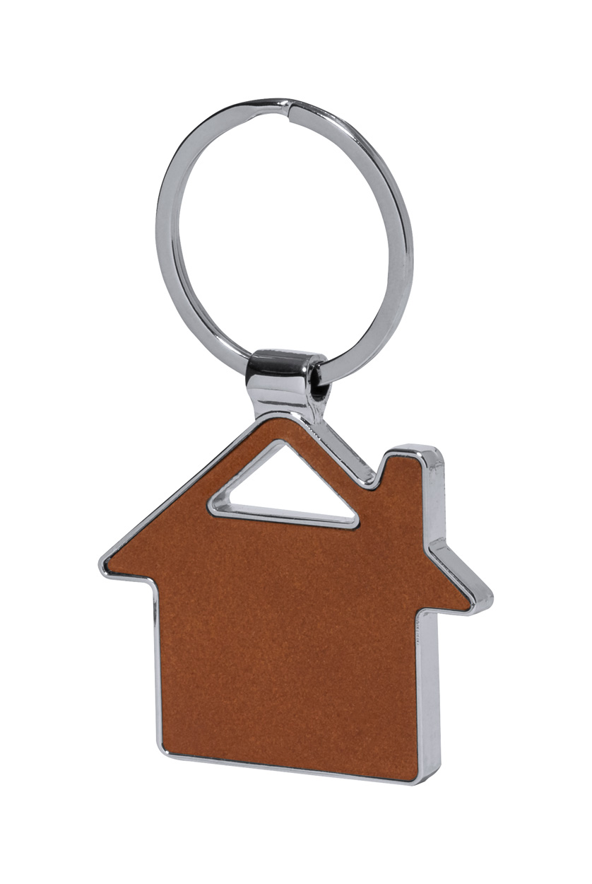Fostel key chain, house - brown