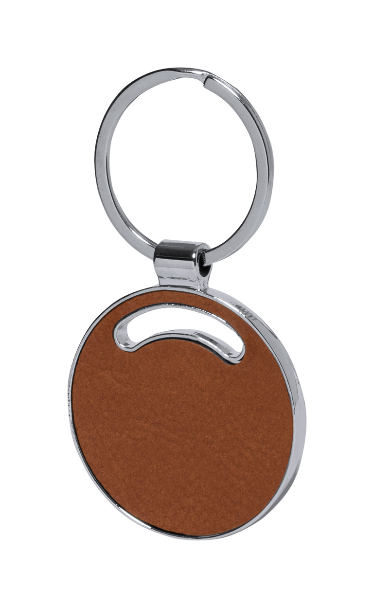 Fostel key ring, circle - brown