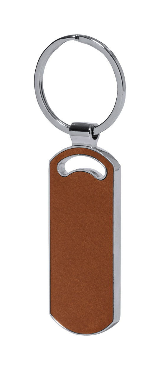 Fostel key ring, rectangle - brown
