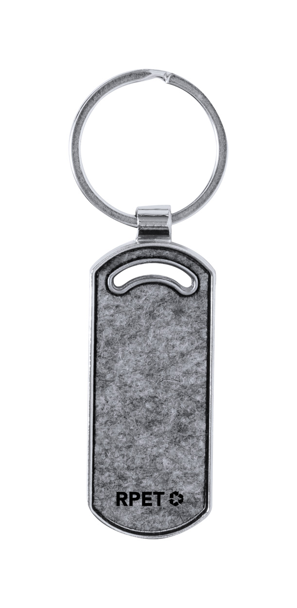 Hailton key ring, rectangle - grey