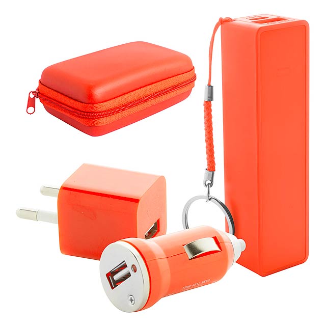 Rebex sada USB nabíječky a power banky - oranžová