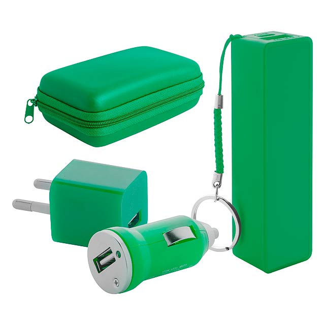 Rebex - USB charger and power bank set - green