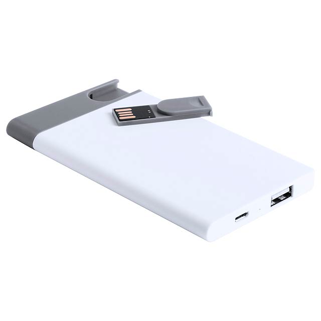 Spencer USB power banka s USB flash diskem - biela