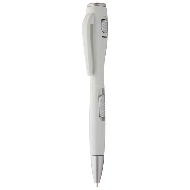 Ballpoint pen with flashlight - white