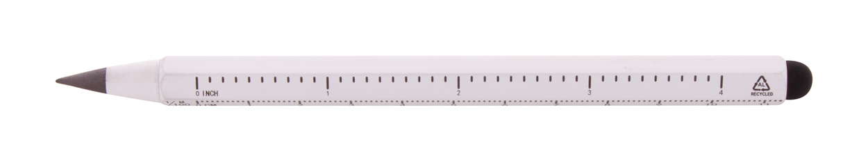 Ruloid pen without ink with ruler - white