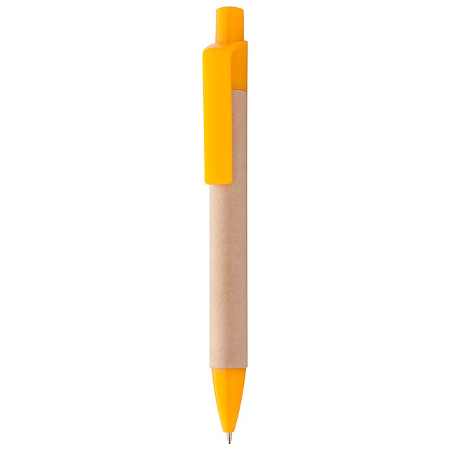 Reflat kuličkové pero z recyklovaného papíru - žlutá