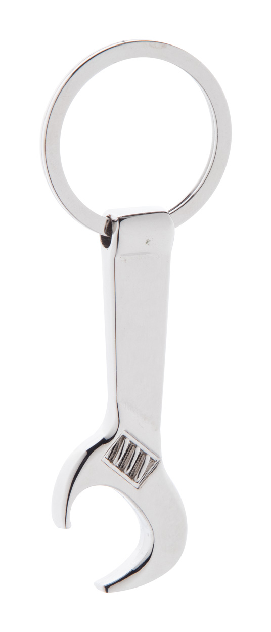 Spanner keychain with bottle opener - silver