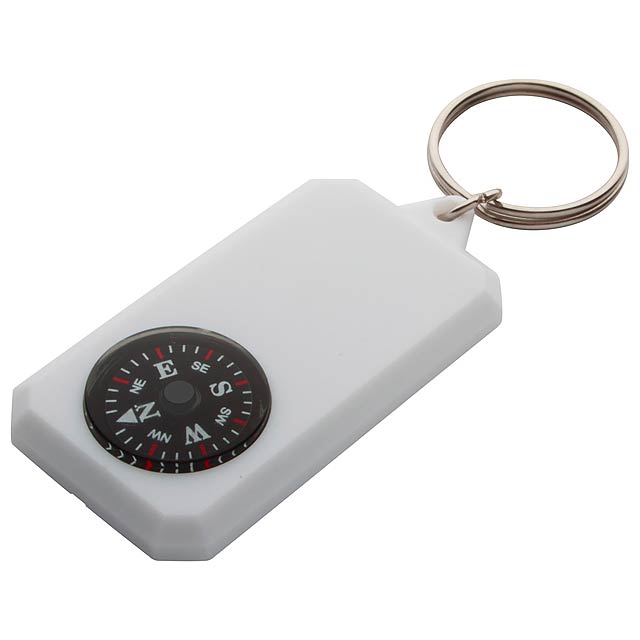 Keyring With Compass - white
