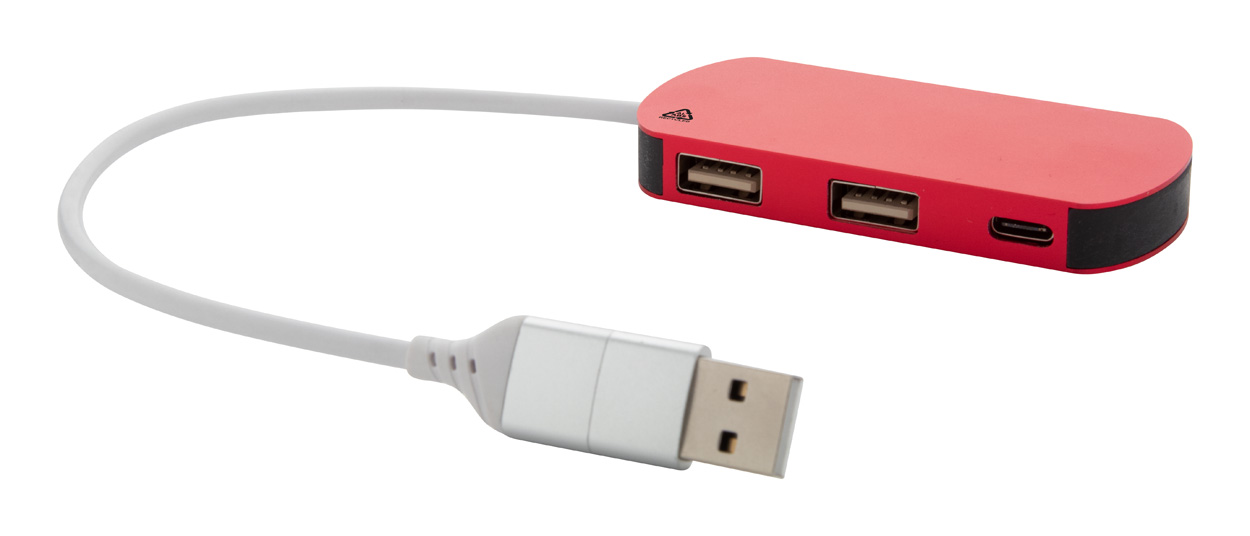 Raluhub USB hub - červená