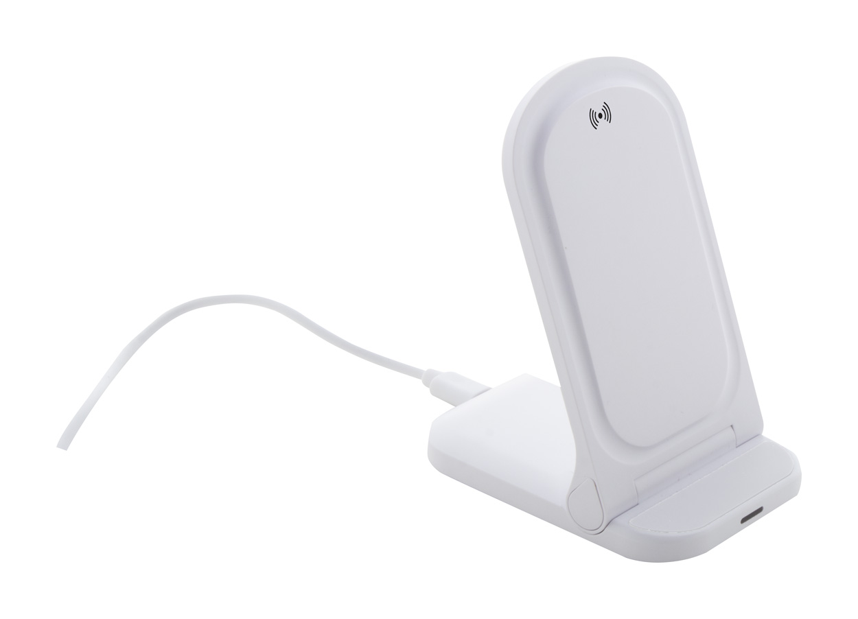 Rewolt mobile phone stand with RABS wireless charger - white
