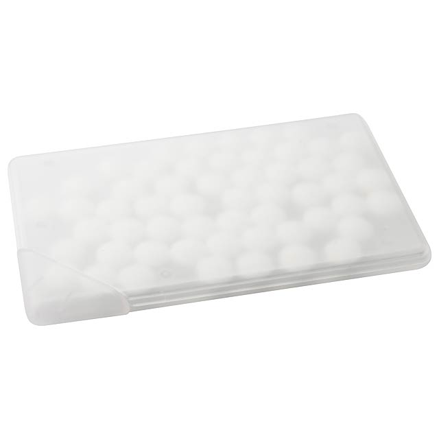 Card krabička s mentolovými bonbóny - biela