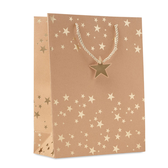 Gift paper bag with pattern - SPARKLE - gold