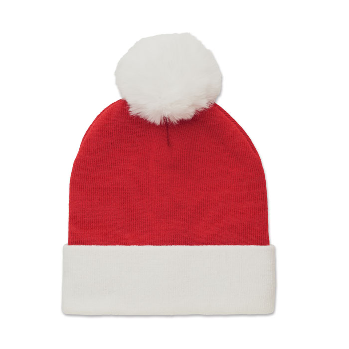 Vánoční pletená čepice - MENSA - červená