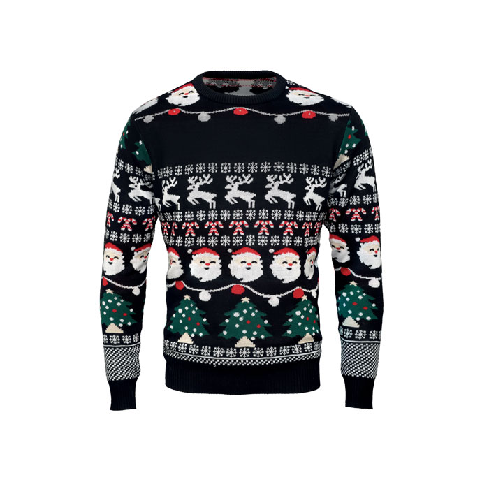 Weihnachts-LED-Pullover S/M - SHAMIS - schwarz