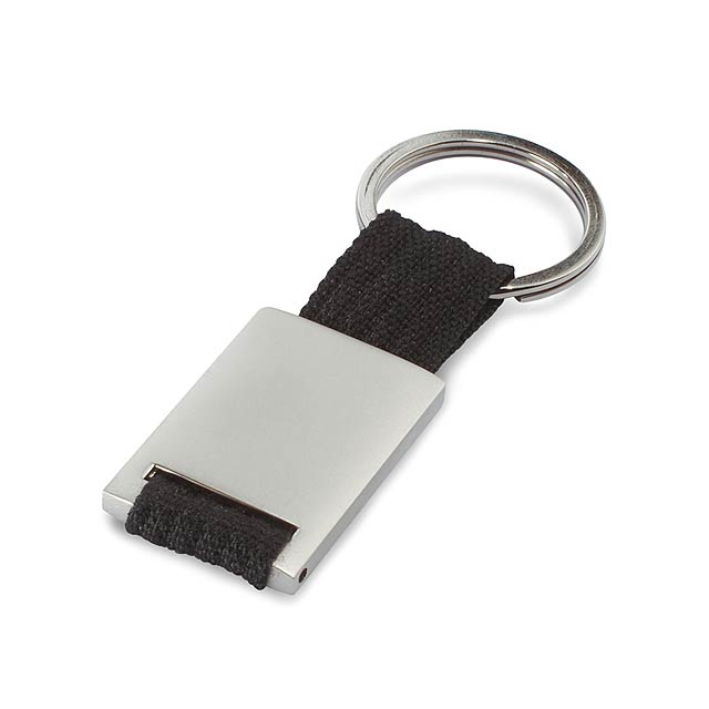 Metall-Schlüsselanhänger rechteckig - schwarz