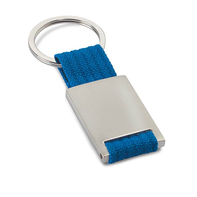 Metal rectangular keyring  - blue