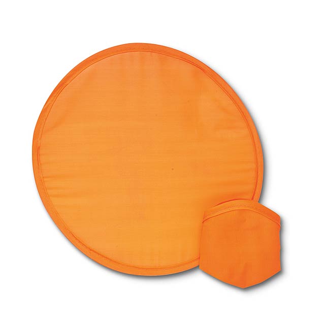 Foldable nylon Frisbee in pouch - orange