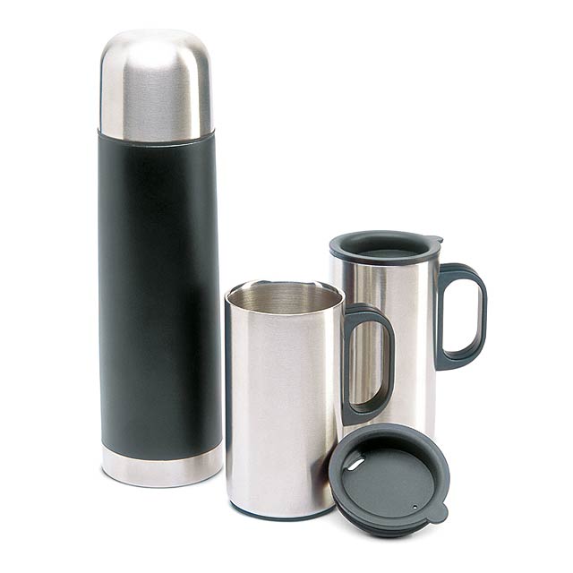 Isolation flask with 2 mugs  - black