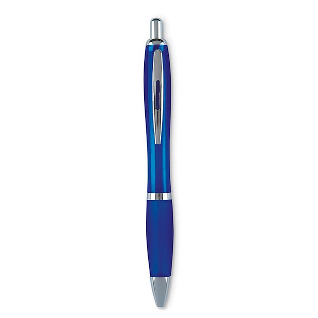 Soft grip automatic ball pen  - transparent blue