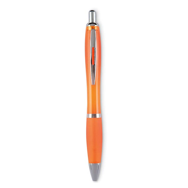 Soft grip automatic ball pen  - transparent orange