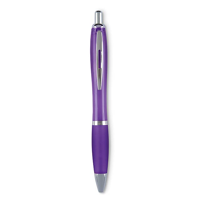 Soft grip automatic ball pen  - transparent violet