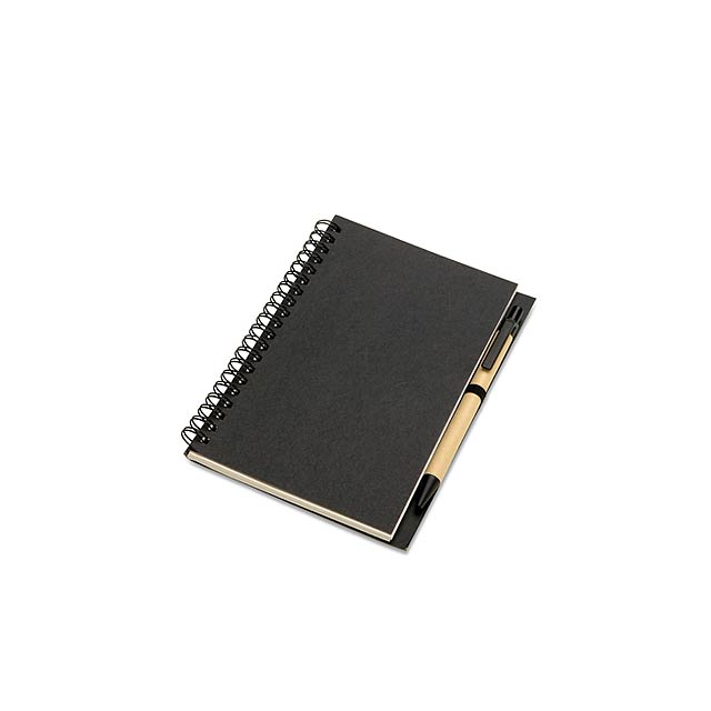 Recycled Notebook und Kugelschreiber - schwarz