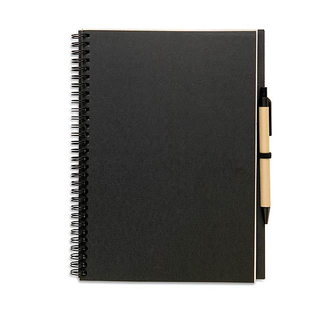 Recycled Notebook und Kugelschreiber - schwarz