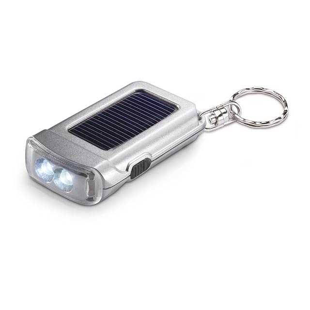 Solarbetriebene Taschenlampe Schlüsselbund - mattes Silber