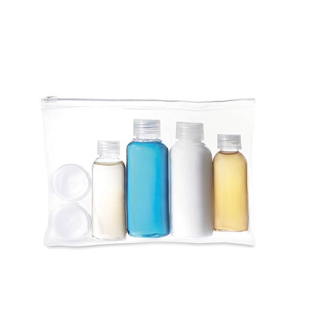 Travelling pouch with bottles  - transparent