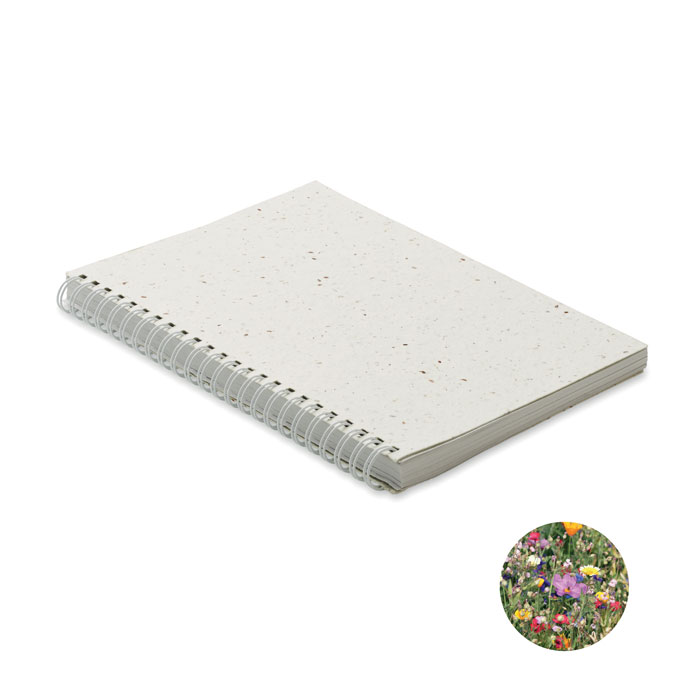 DIN A5 Notizbuch Samenpapier - SEED RING - Weiß 