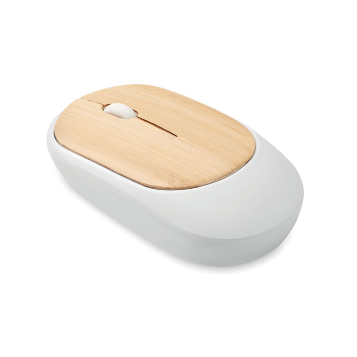 Wireless mouse in bamboo - CURVY BAM - white
