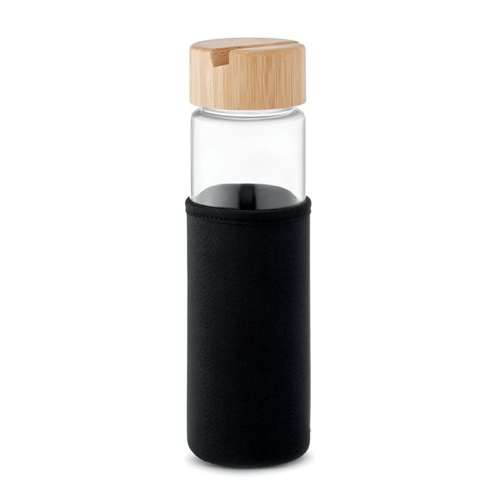 Glass bottle bamboo lid 600ml - TINAROO - black